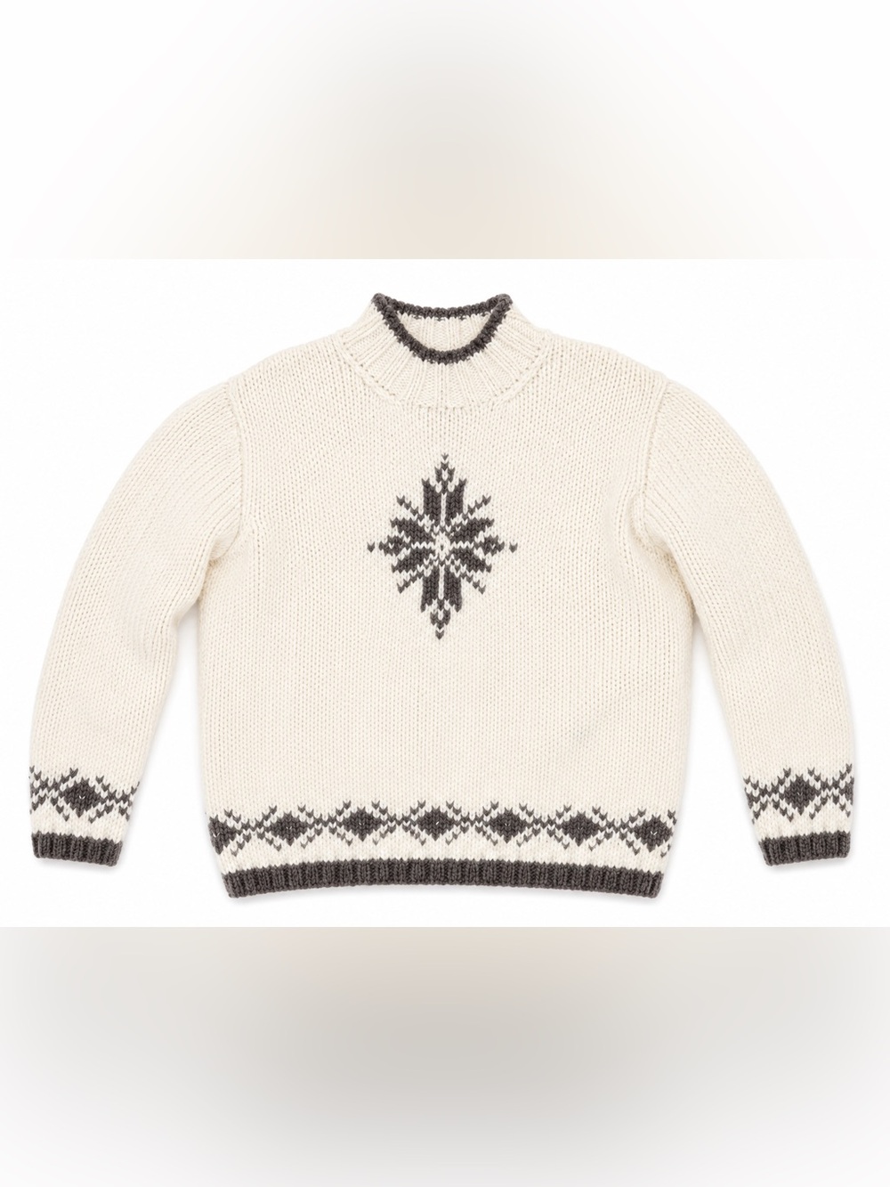 Lauren Ralph Lauren Cream Fair Isle Turtleneck Sweater with Charcoal Accents